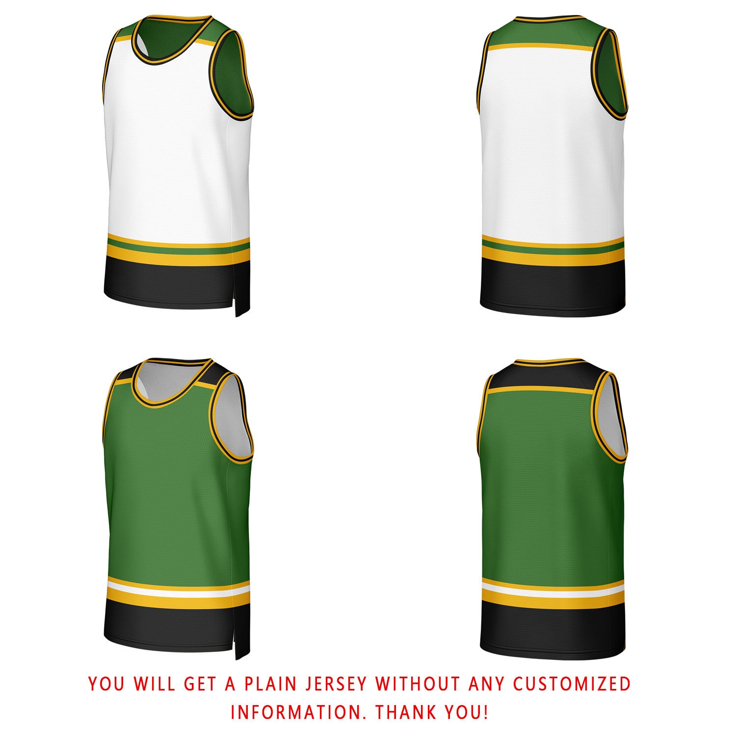 Custom White & Green Striped Reversible Basketball Jersey | Personalized Team Jerseys with Name, Number & Logo
