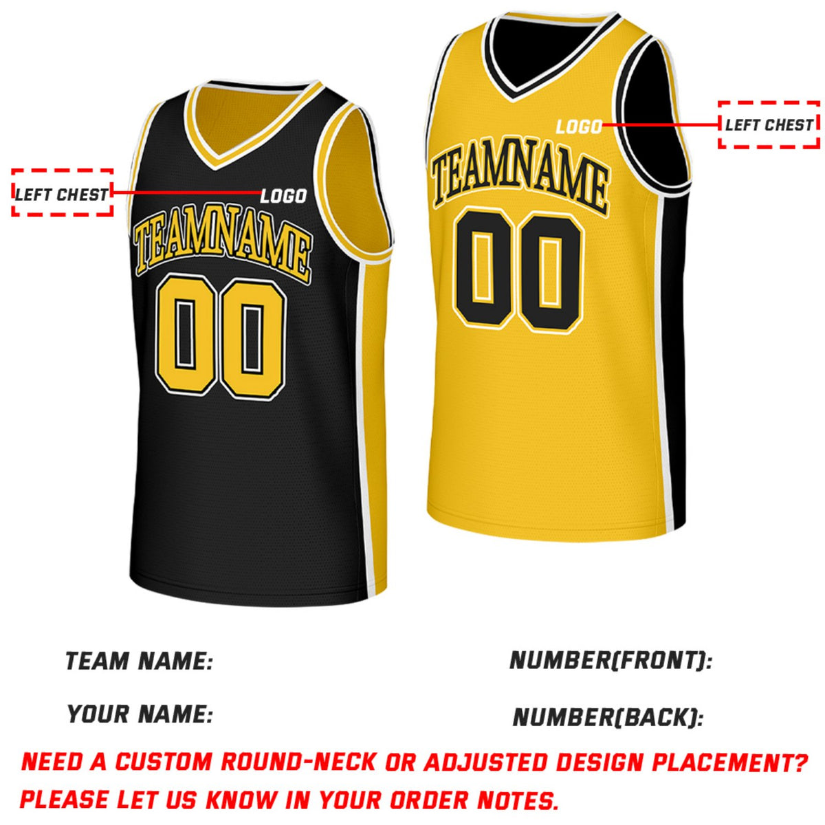 Custom Black & Yellow Reversible Basketball Jersey | Personalized Team Jerseys with Name Number Logo