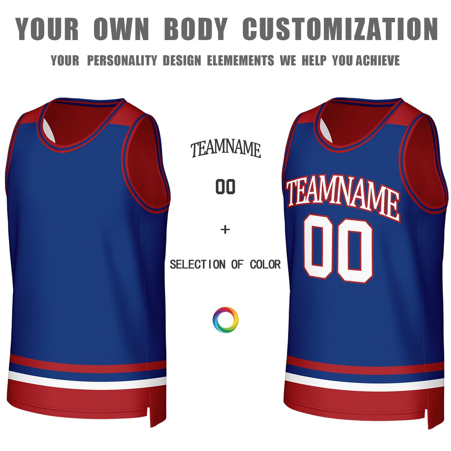 Custom Red & Royal Blue Reversible Basketball Jersey | Personalized Team Jerseys for Adult & Youth
