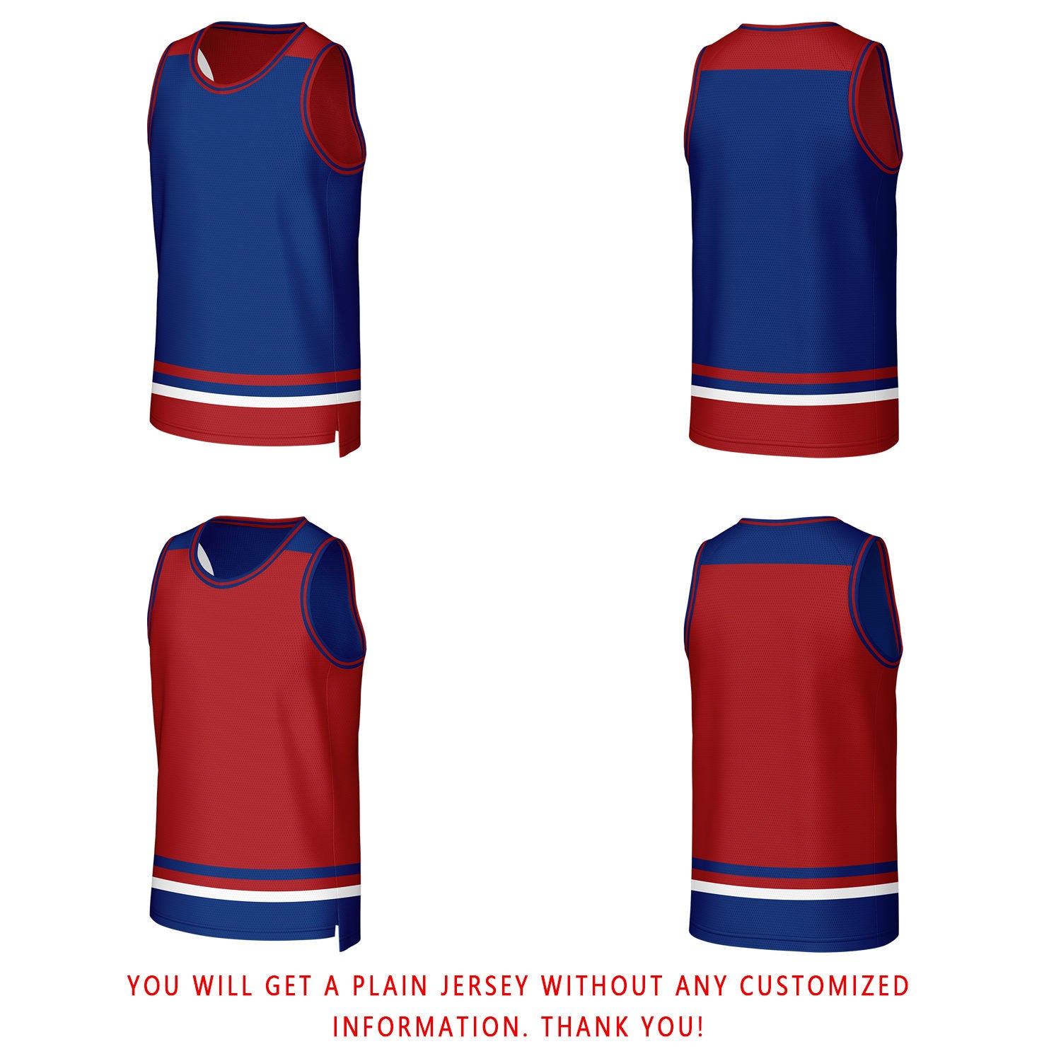 Custom Red & Royal Blue Reversible Basketball Jersey | Personalized Team Jerseys for Adult & Youth