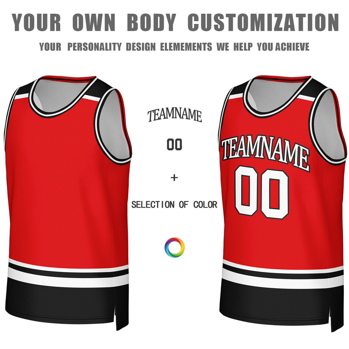 Custom Red & White Striped Reversible Basketball Jersey | Personalized Team Jerseys with Name, Number & Logo