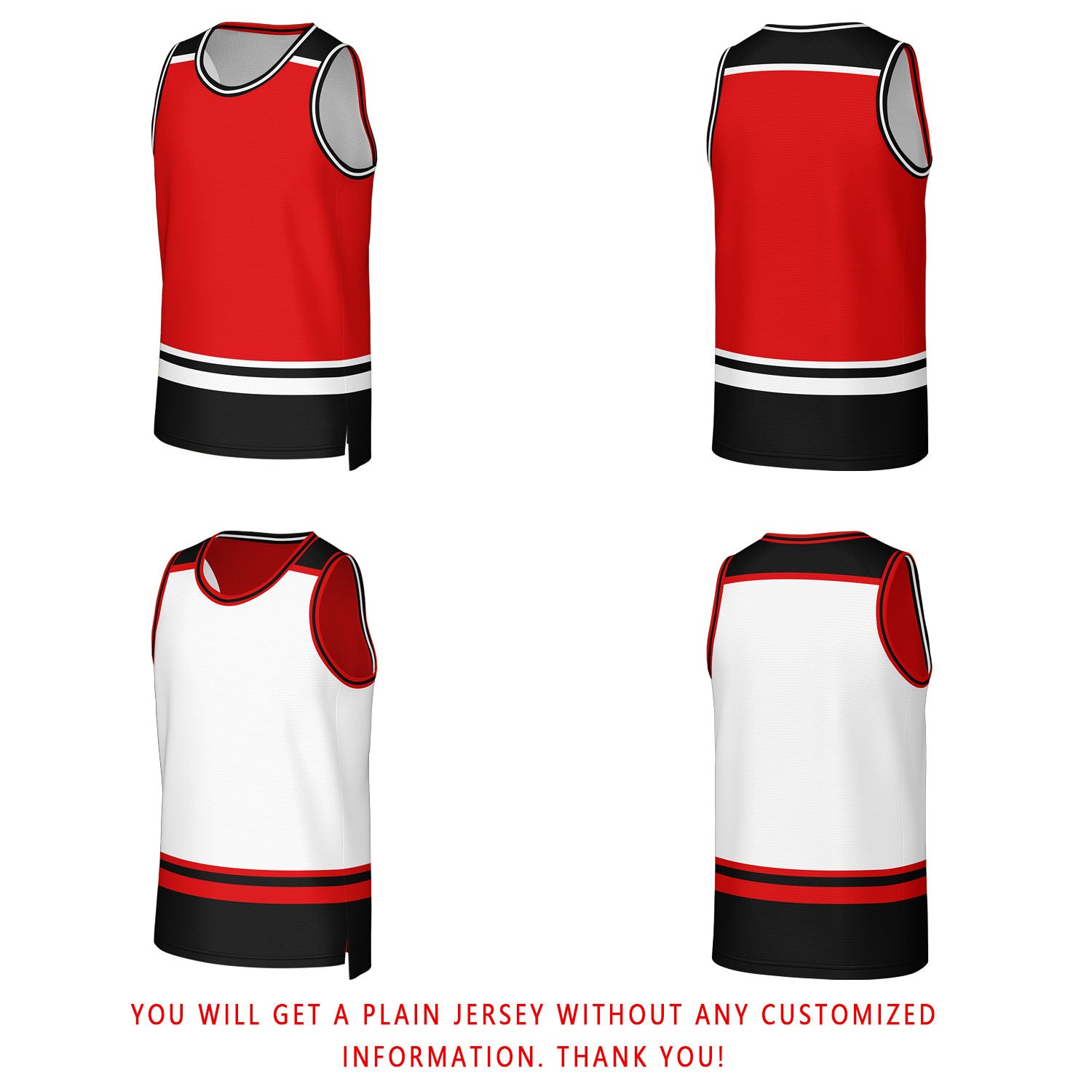Custom Red & White Striped Reversible Basketball Jersey | Personalized Team Jerseys with Name, Number & Logo