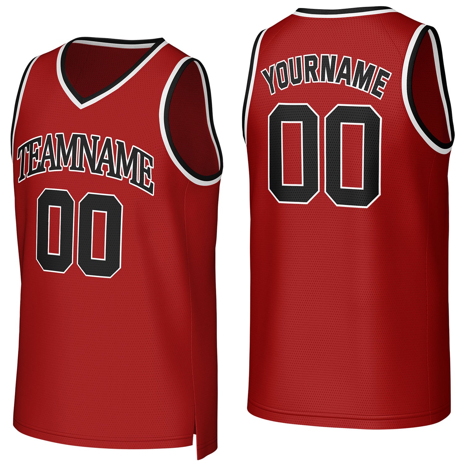 Custom red basketball jersey with logo, personalized name & number, sleeveless team uniform for men women youth game practice - Vosoli