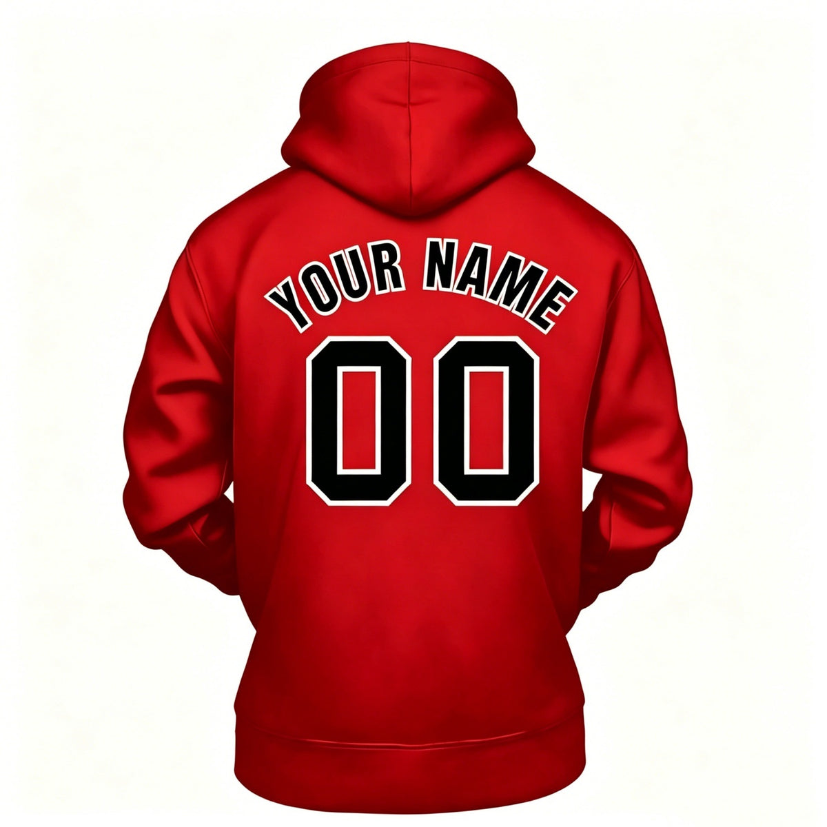 Custom Red & Black Hoodie | Personalized Name & Number Sports Pullover | Vosoli