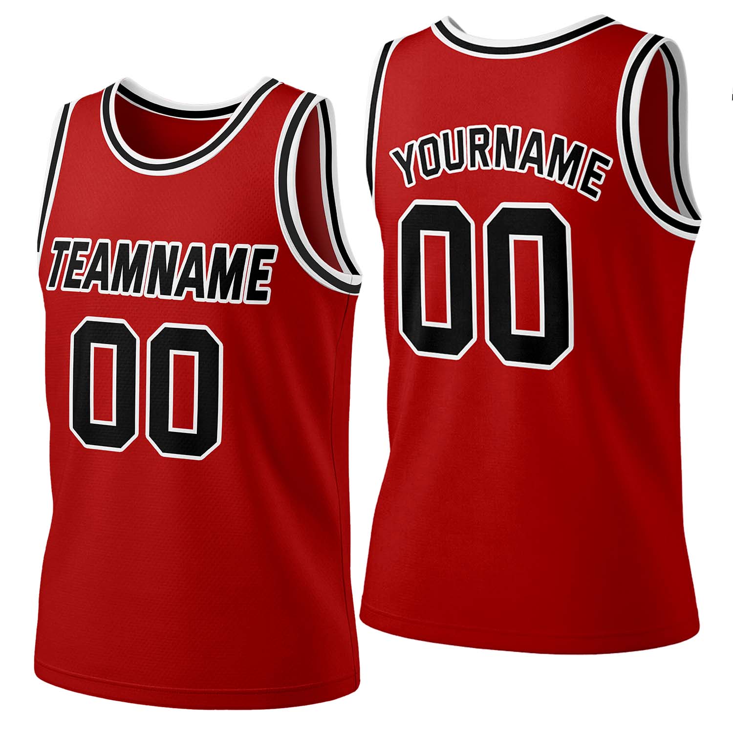 Custom red-black mesh basketball jersey by Vosoli | Personalized name & number team uniform for youth & adults