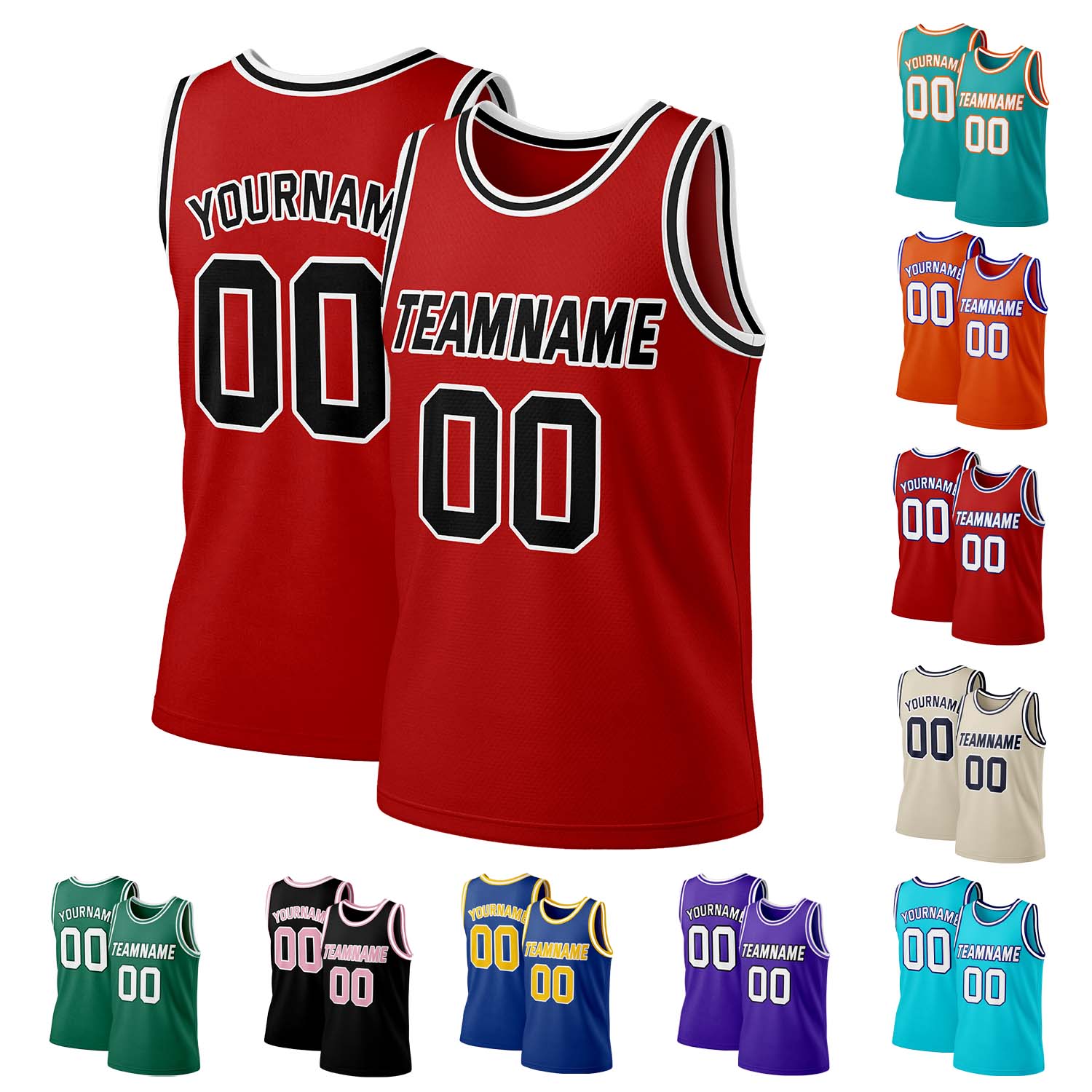 Custom red-black mesh basketball jersey by Vosoli | Personalized name & number team uniform for youth & adults