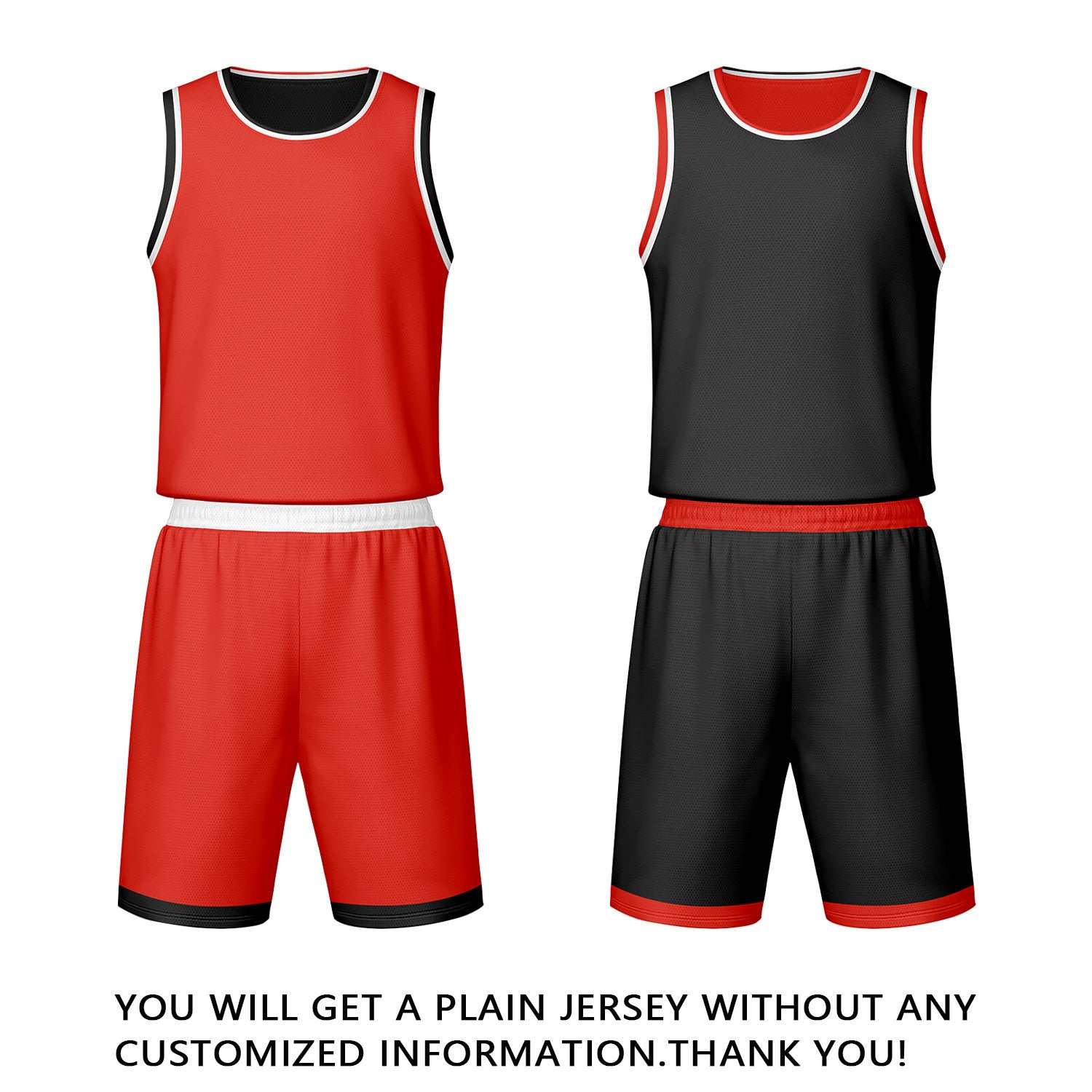 Custom Red & Black Reversible Basketball Jersey Shorts Set | Personalized Team Uniform
