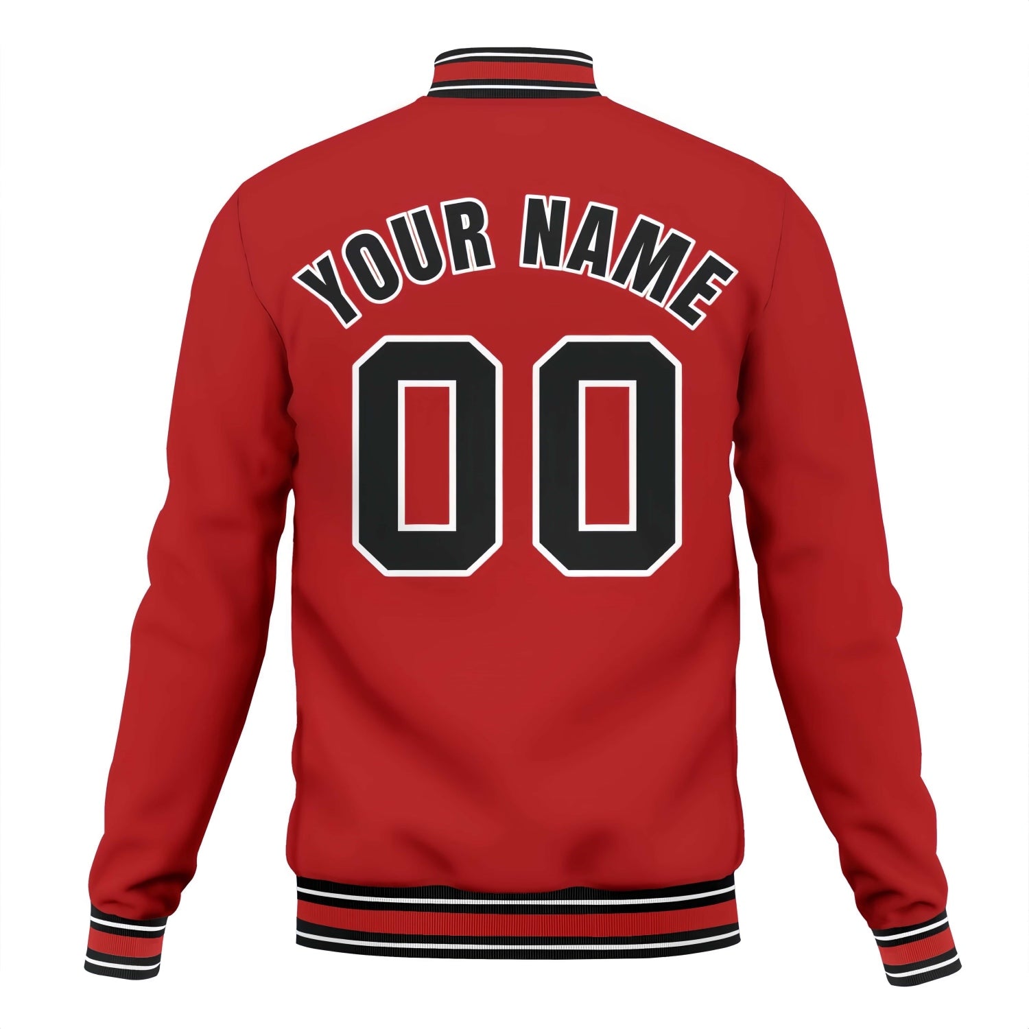 Custom Red & Black Varsity Baseball Jacket | Personalized Team Name & Number