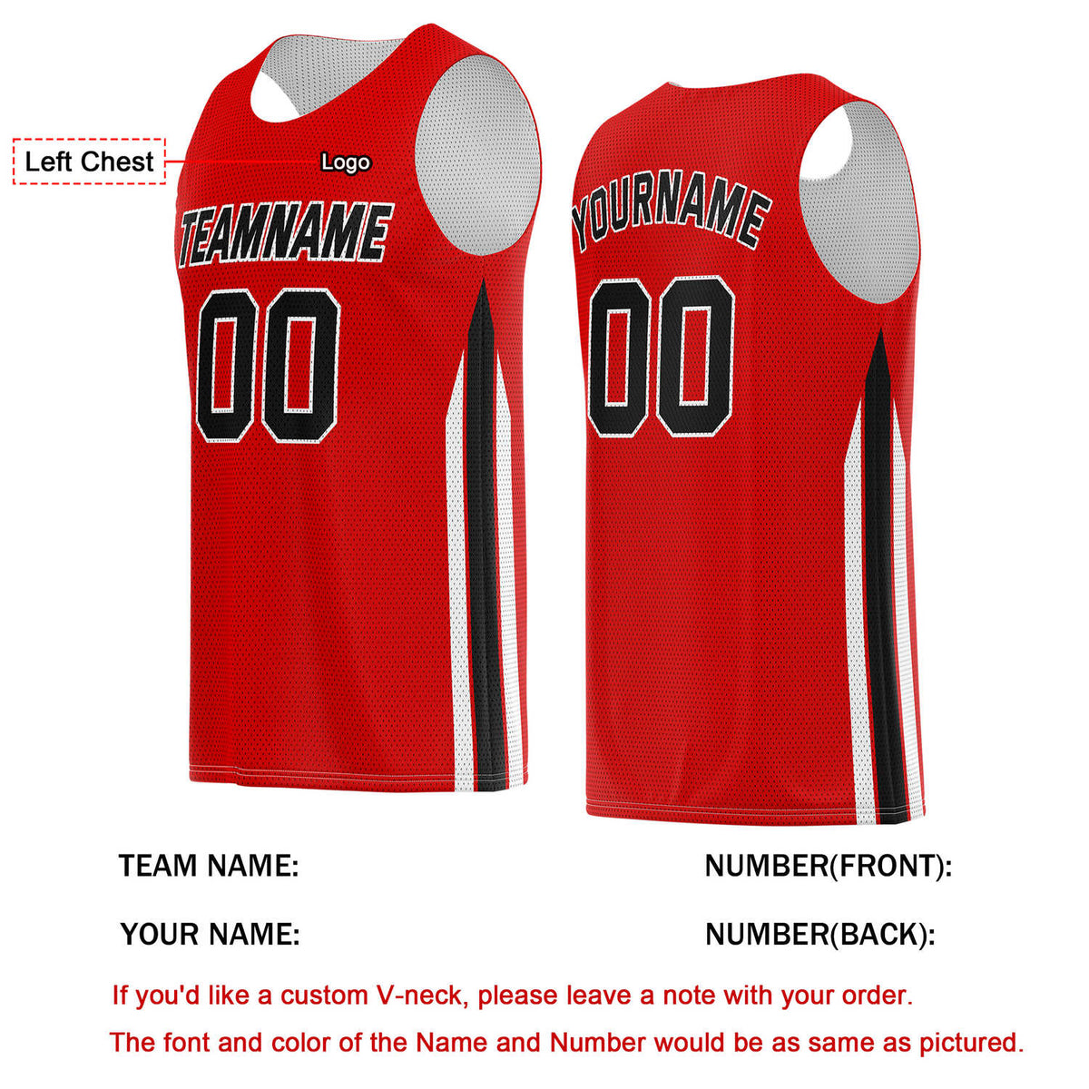 Custom Red & Black Basketball Jersey | Personalized Team Kit - Vosoli