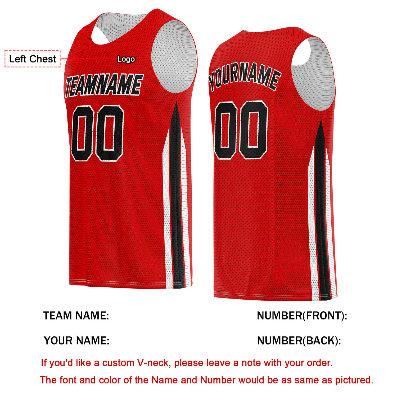 Custom Red & Black Basketball Jersey | Personalized Team Kit - Vosoli
