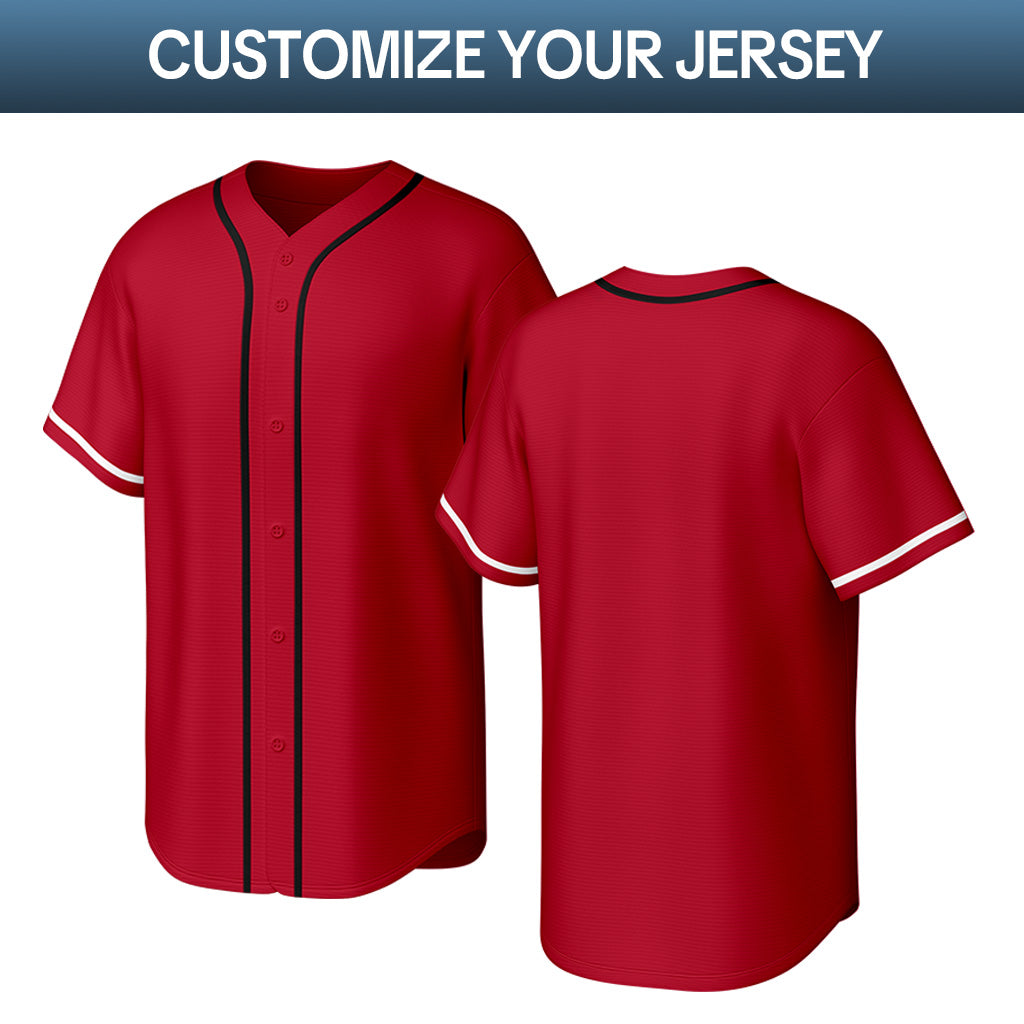 Custom Stitched Baseball Jersey Red Black White  | Personalized Name & Number | Team Uniform