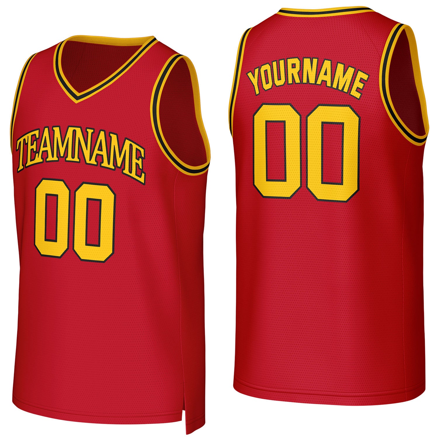 Custom red-gold mesh basketball jersey with logo, personalized name & number, team uniform for men women youth game practice - Vosoli