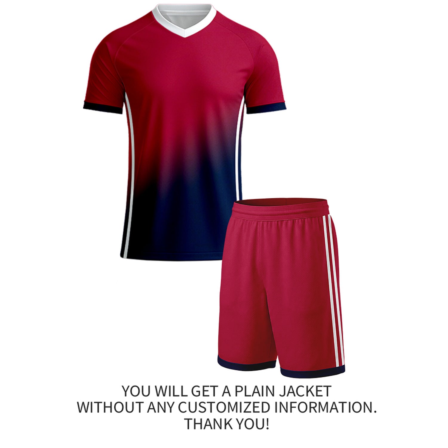 Custom Red & Navy Gradient Soccer Uniform Set | Personalized Jersey & Shorts for Youth & Adult Soccer Teams
