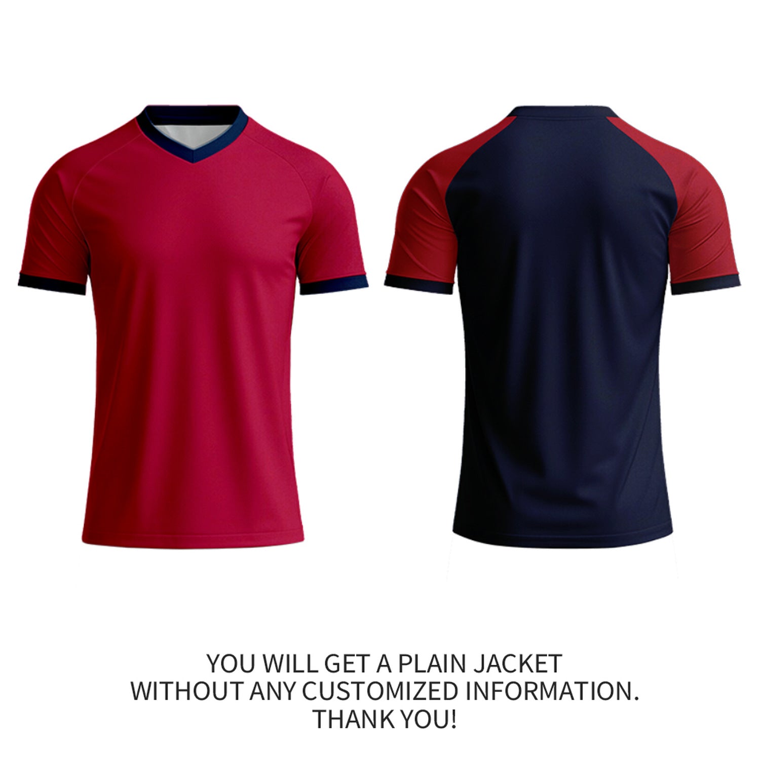 Custom Red & Navy Raglan Soccer Jersey | Personalized Short Sleeve V-Neck Uniform for Youth & Adult