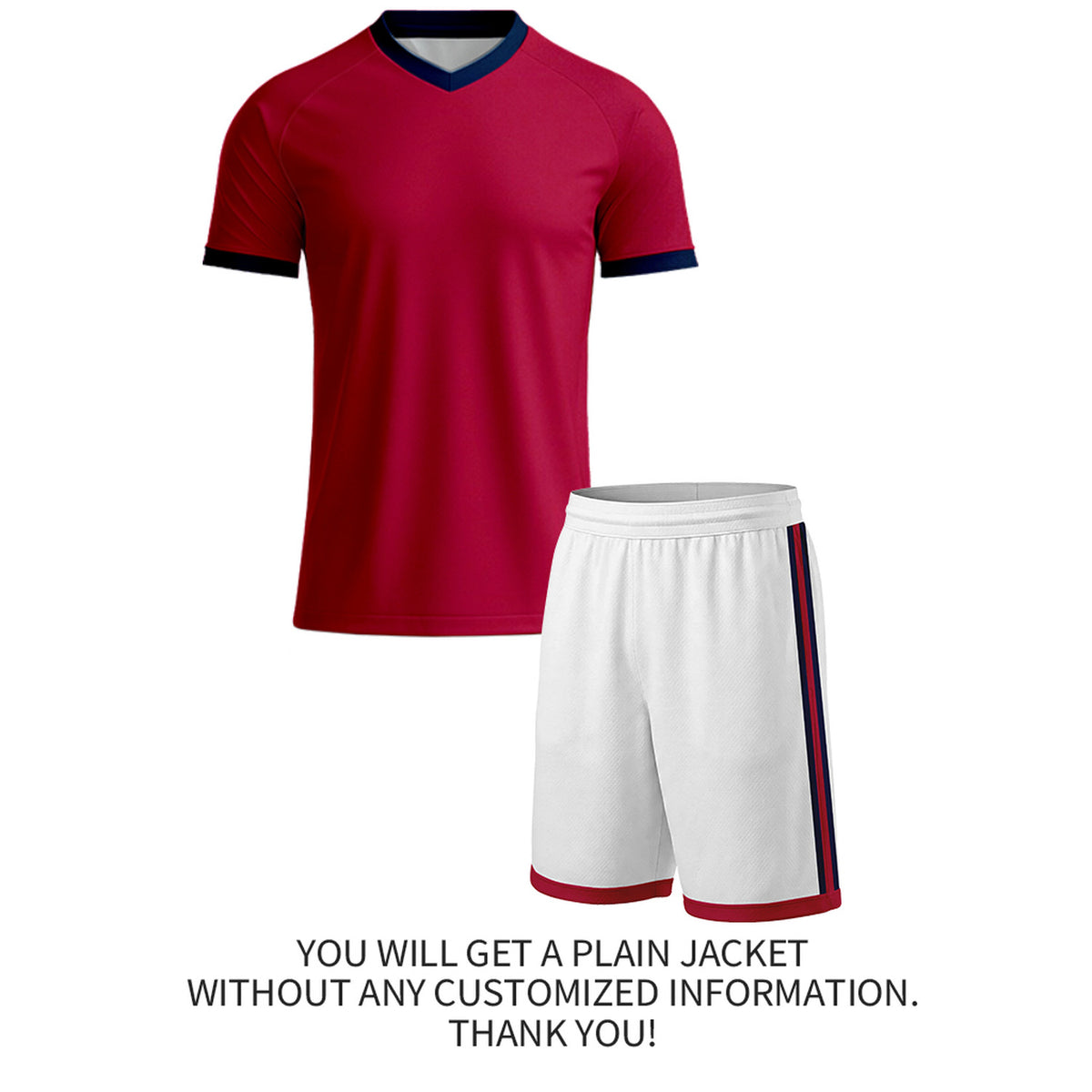 Custom Red & Navy Raglan Soccer Uniform Set | Personalized Jersey & Shorts for Adult & Youth
