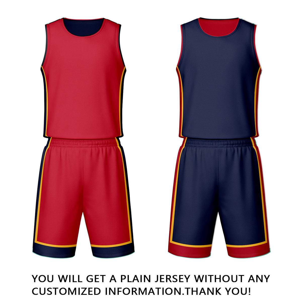 Custom Red & Navy Reversible Basketball Jersey Shorts Set | Personalized Team Uniform
