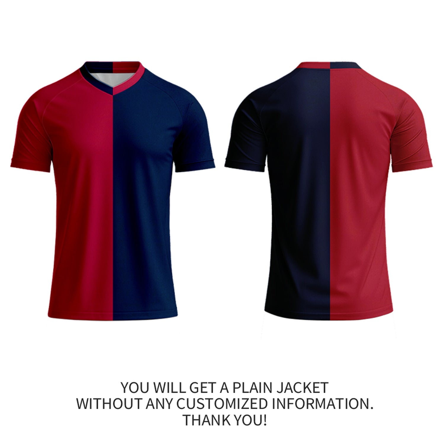 Custom Red & Navy Split Soccer Jersey | Personalized Short Sleeve V-Neck Uniform for Youth & Adult