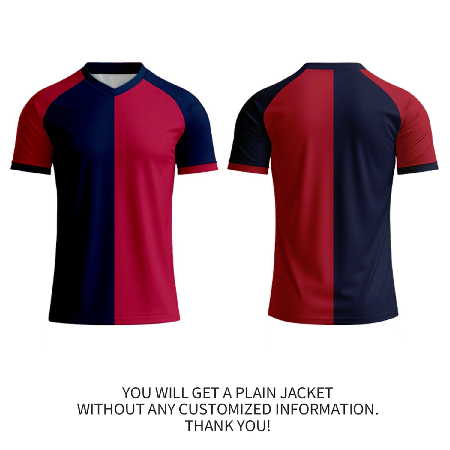 Custom Red & Navy Split Soccer Jersey | Personalized Short Sleeve V-Neck Uniform for Adult Youth