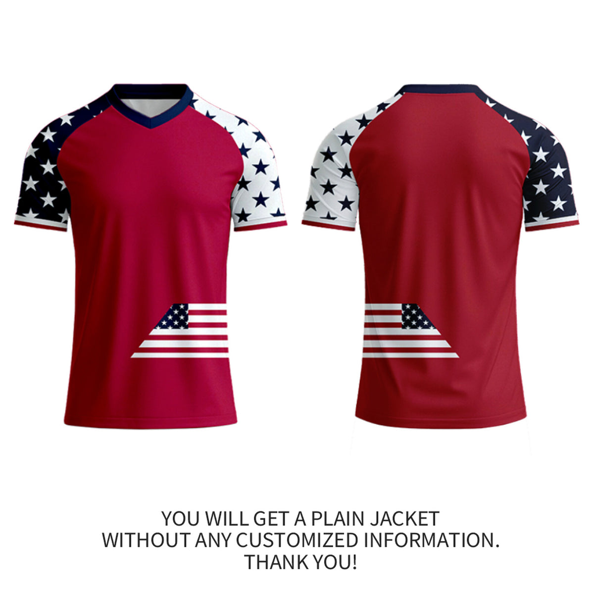 Custom Red & Navy Star Pattern Soccer Jersey | Personalized Short Sleeve V-Neck Jersey for Youth & Adult