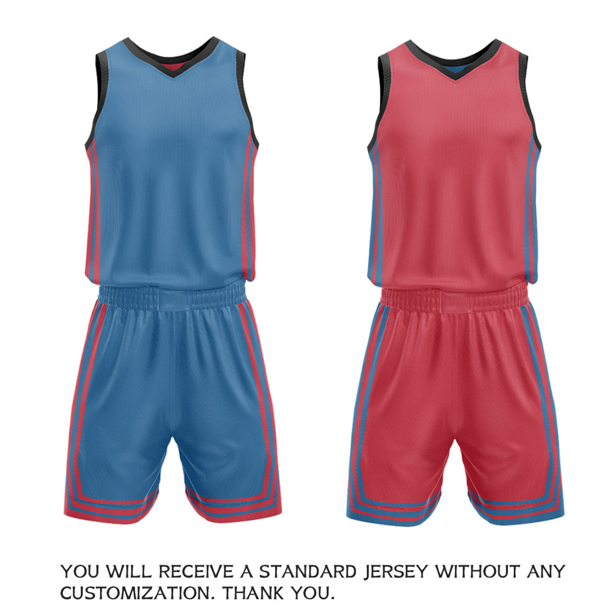 Custom Red & Slate Blue Reversible Basketball Jersey Shorts Set | Personalized Full Vintage Team Uniform
