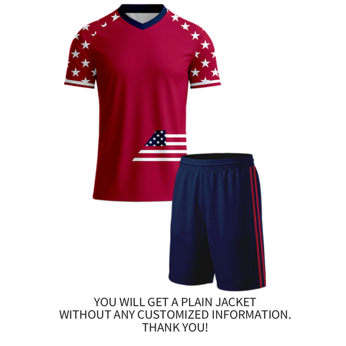Custom Red & Star Sleeve Flag Soccer Uniform Set | Personalized Jersey & Shorts for Youth & Adult Soccer Teams