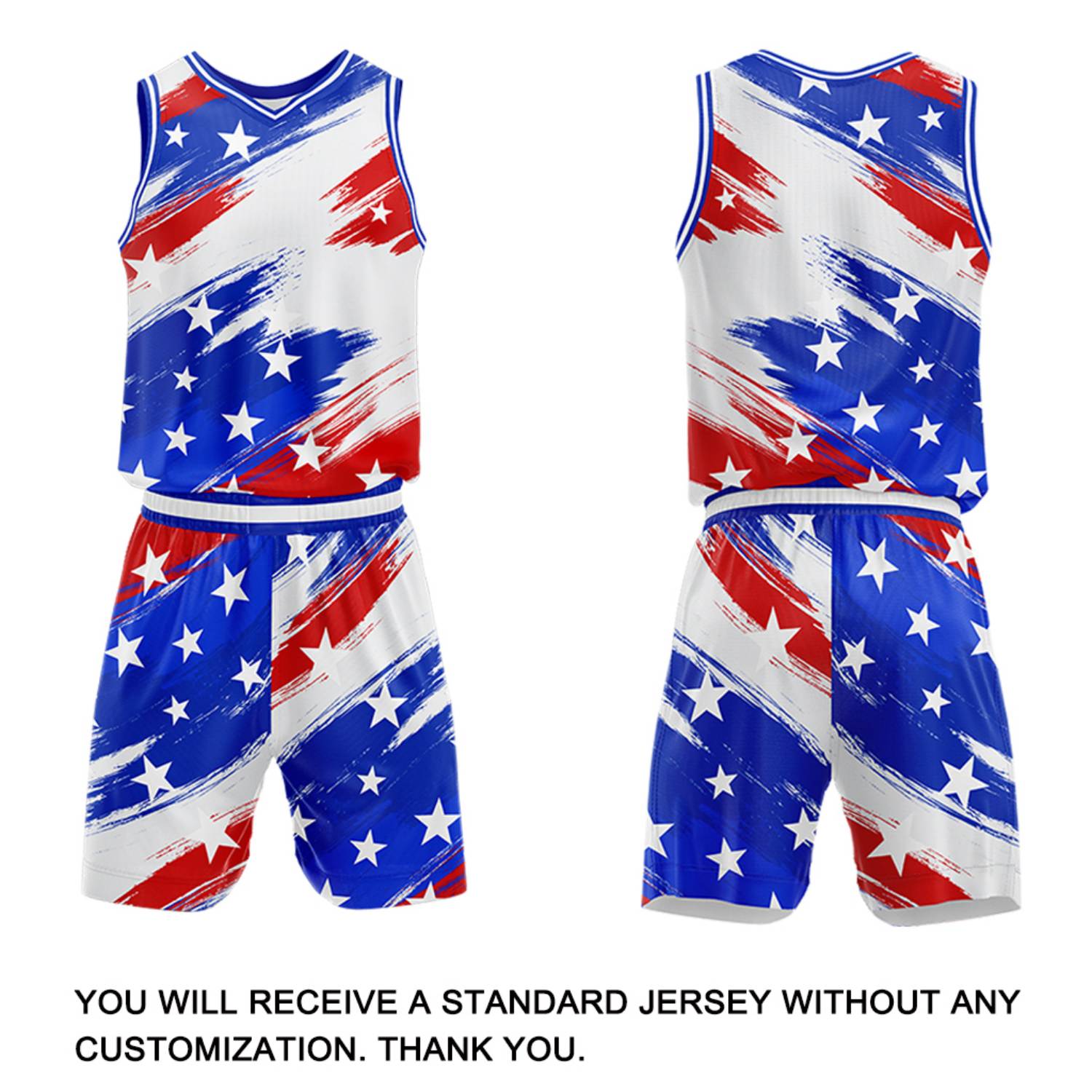 Custom Red-White-Blue Star Basketball Jersey & Shorts Set | Personalized Team Uniform