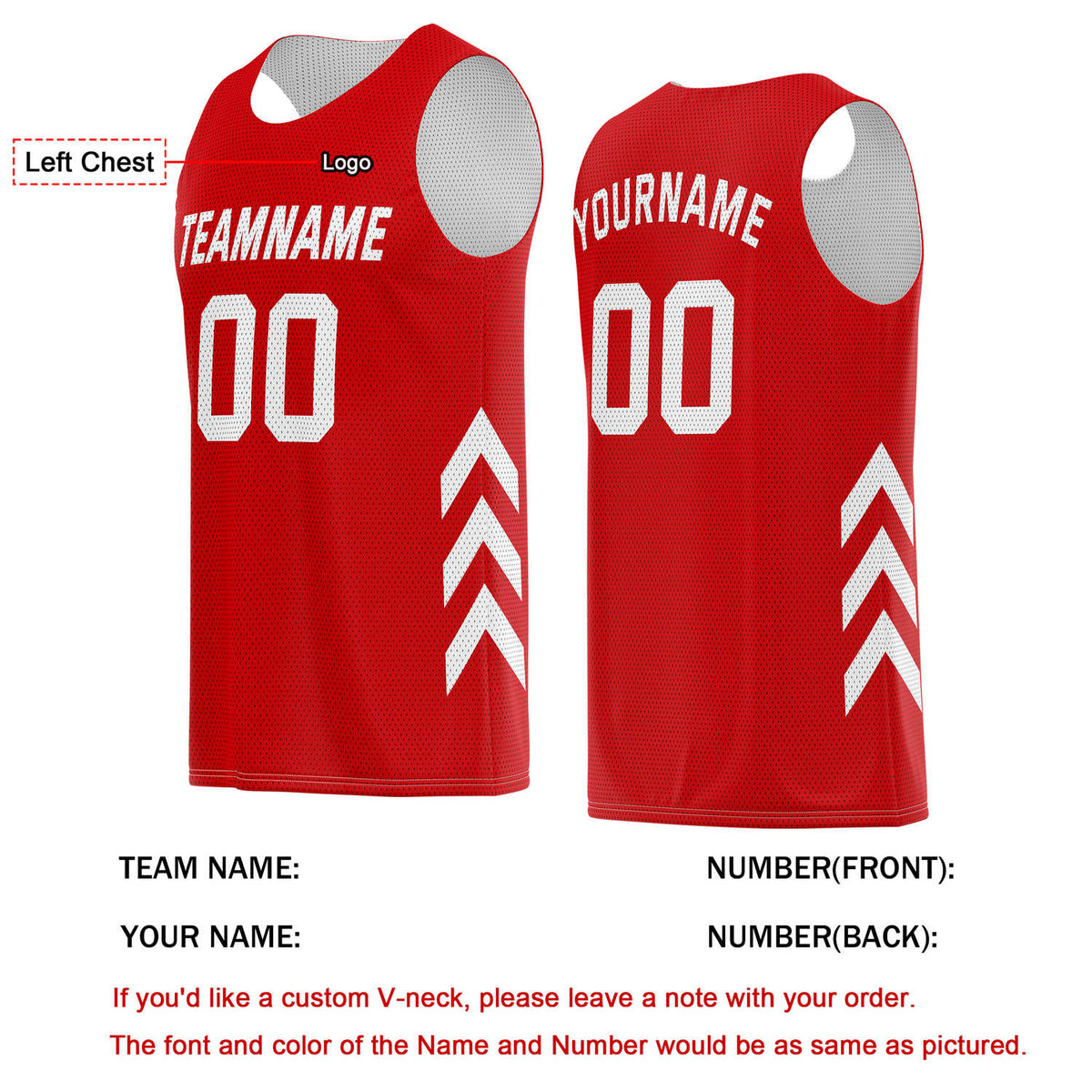 Custom Red & White Basketball Jersey | Personalized Team Kit - Vosoli