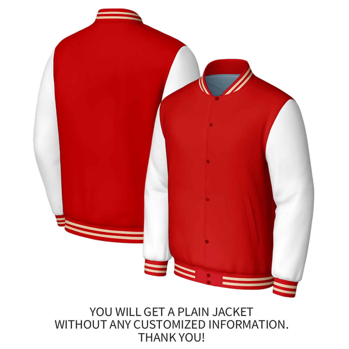 Custom Red & White Varsity Baseball Jacket | Personalized Jacket with Stitched Name & Number for Adult & Youth