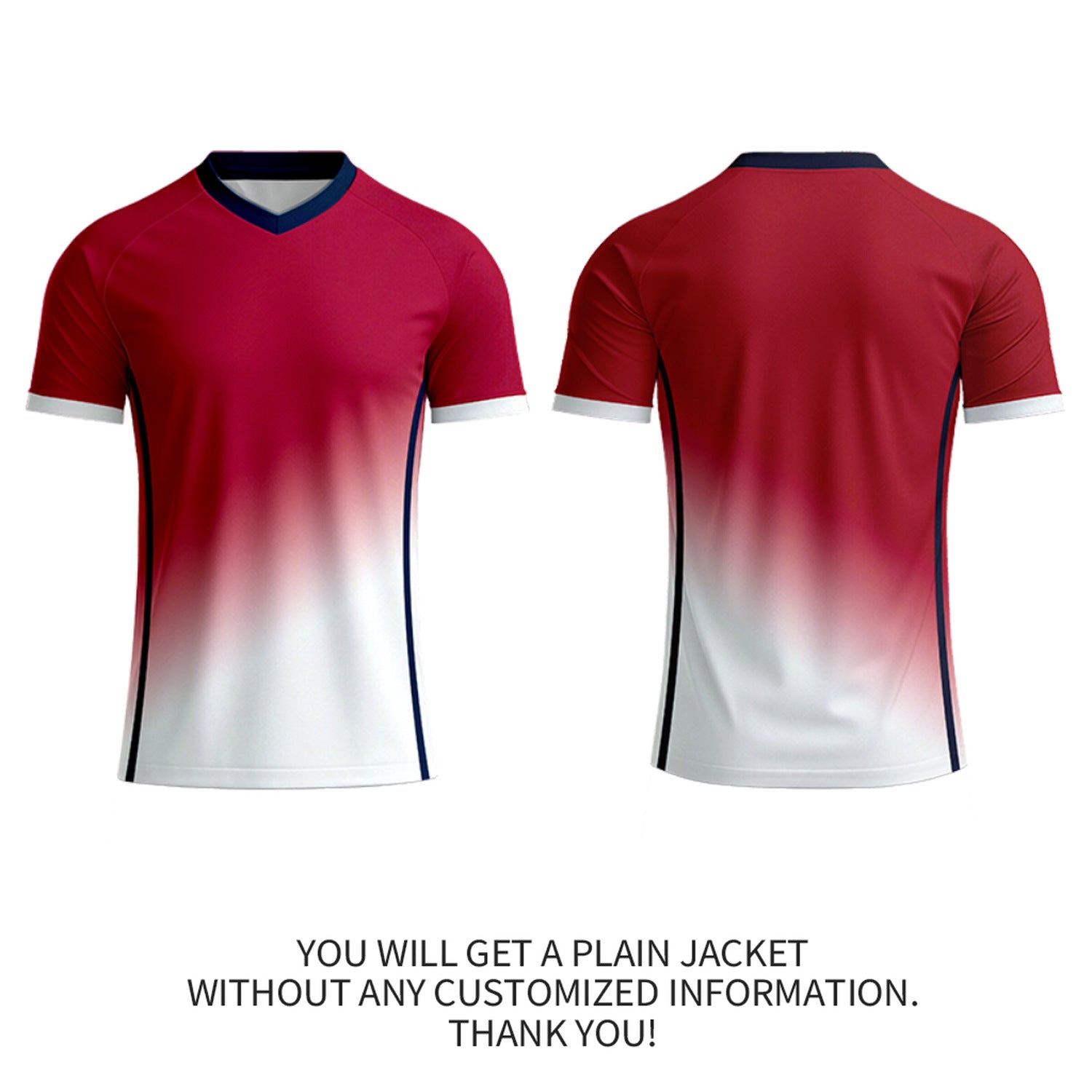 Custom Red & White Gradient Soccer Jersey | Personalized Short Sleeve V-Neck Uniform for Youth & Adult
