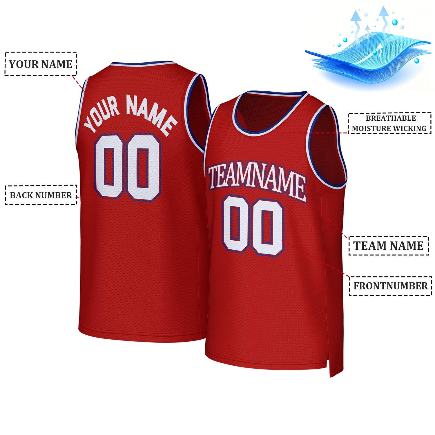 Custom Red & White Basketball Jersey | Personalized Team Jersey For Adult & Youth