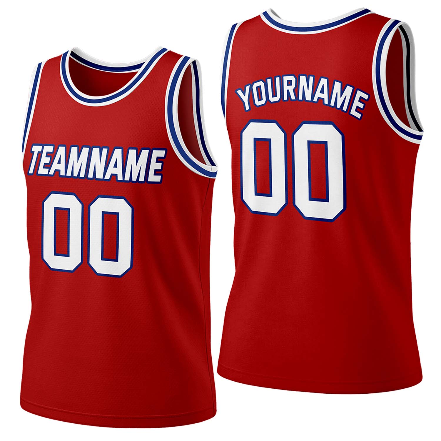 Custom red-white mesh basketball jersey by Vosoli | Personalized name & number team uniform for youth & adults