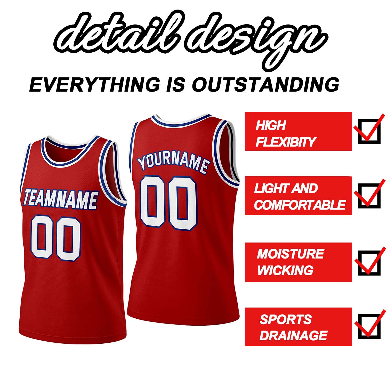 Custom Red & White Mesh Basketball Jersey | Personalized Team Uniform