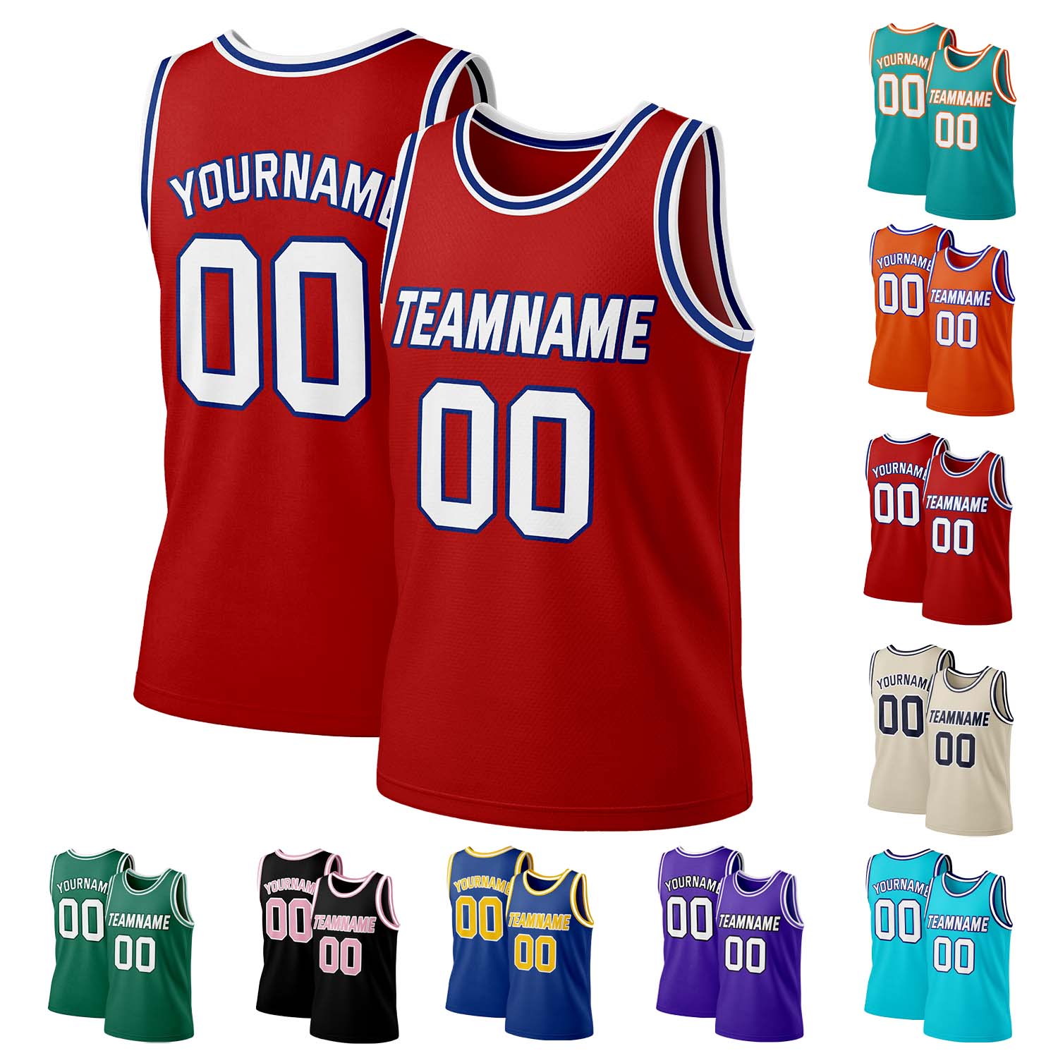 Custom red-white mesh basketball jersey by Vosoli | Personalized name & number team uniform for youth & adults