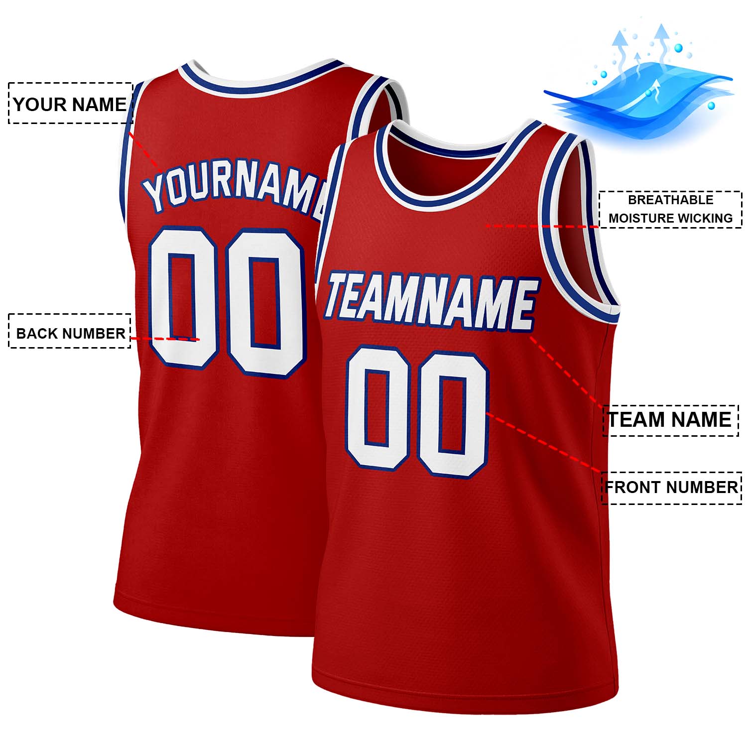 Custom Red & White Mesh Basketball Jersey | Personalized Team Uniform