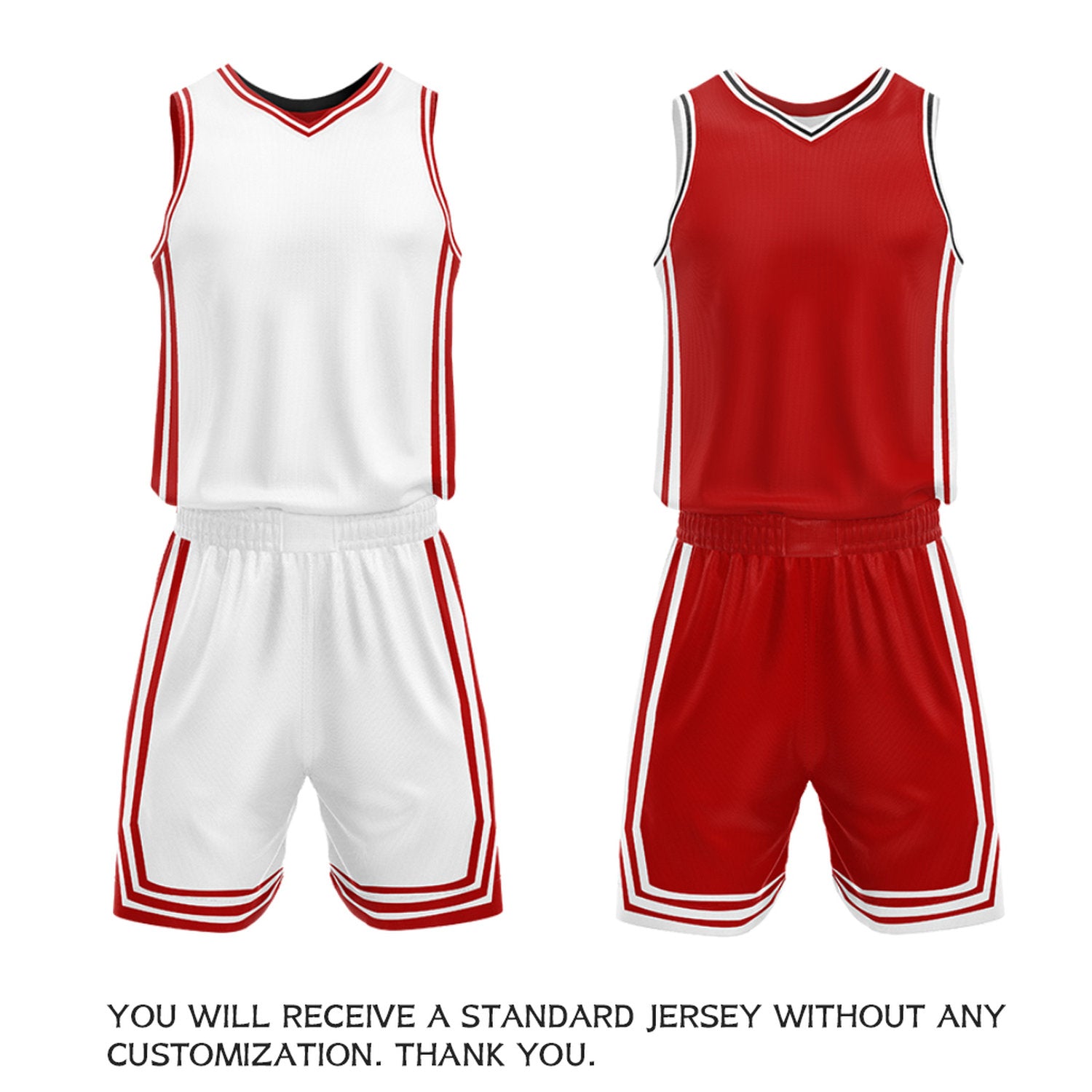 Custom Red & White Reversible Basketball Jersey Shorts Set | Personalized Full Vintage Team Uniform