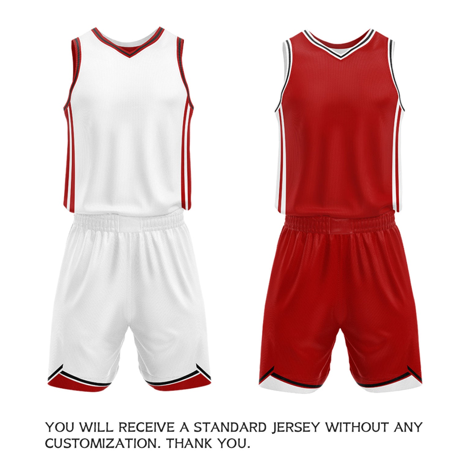Custom Red & White Reversible Basketball Jersey Shorts Set | Personalized Full Vintage Team Uniform