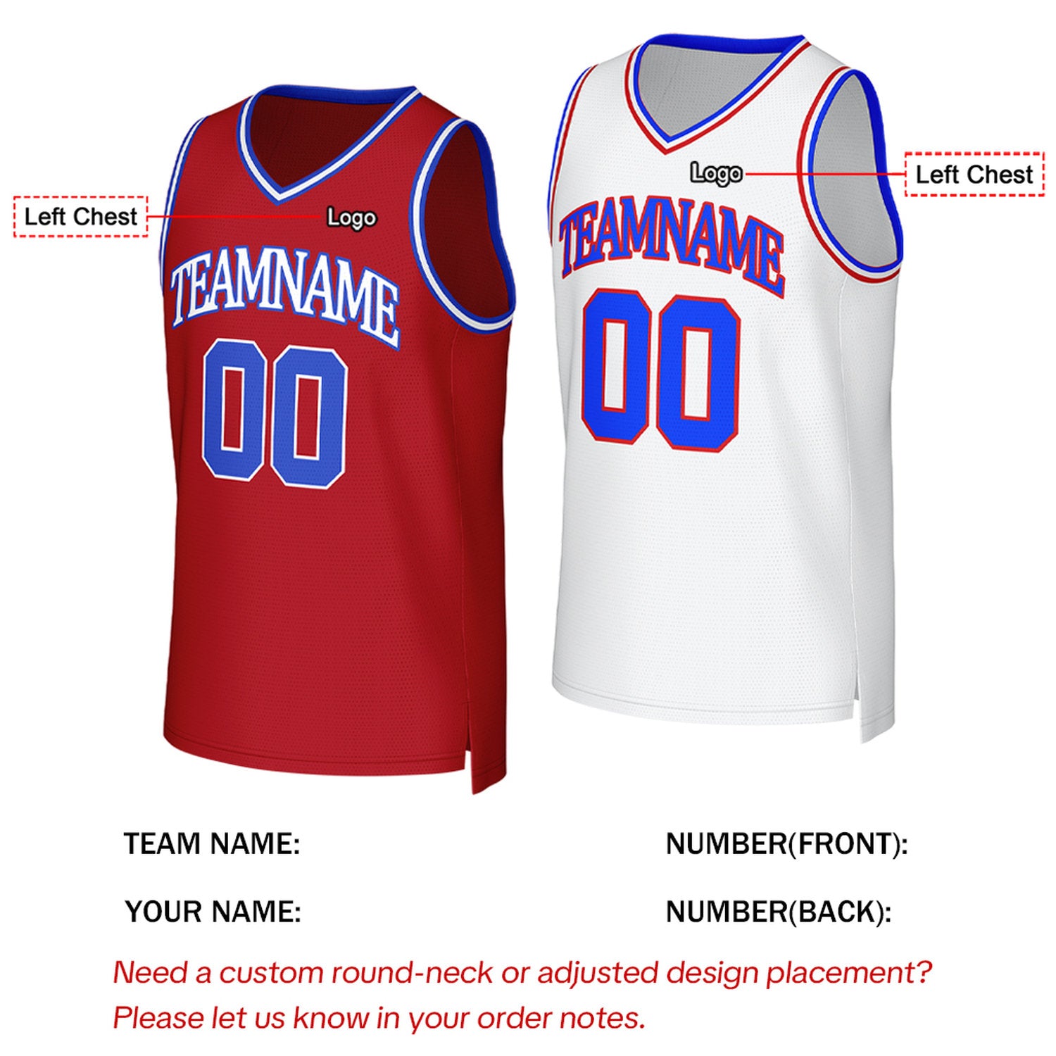 Custom Red & White Reversible Basketball Jersey | Personalized Team Uniform