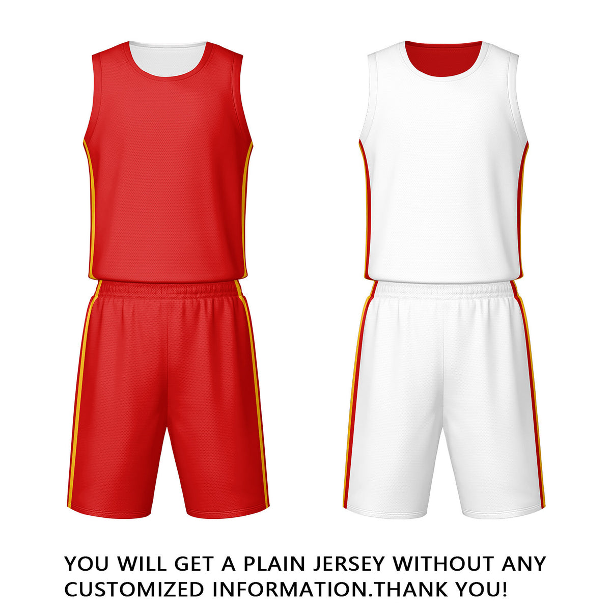 Custom Red & White Reversible Basketball Jersey Shorts Set | Personalized Team Uniform