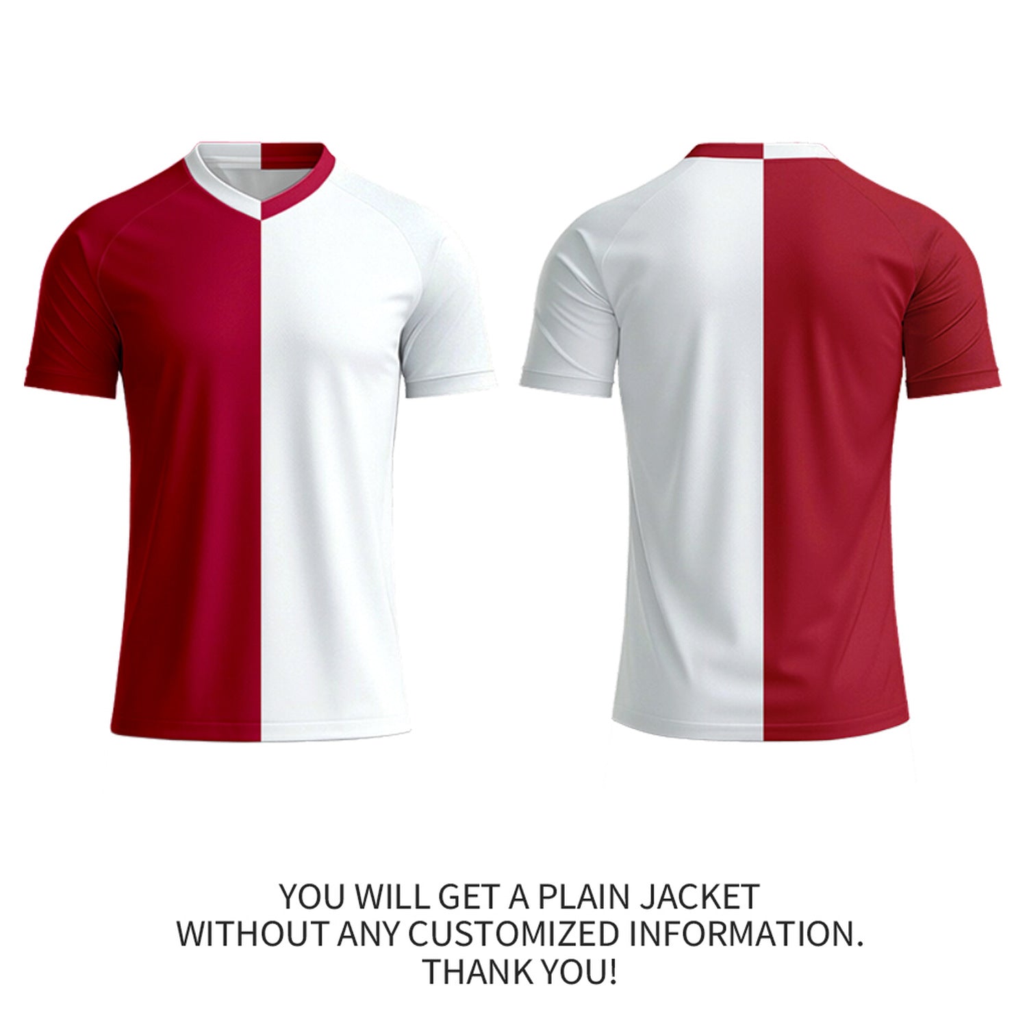 Custom Red & White Split Soccer Jersey | Personalized Short Sleeve V-Neck Uniform for Youth & Adult
