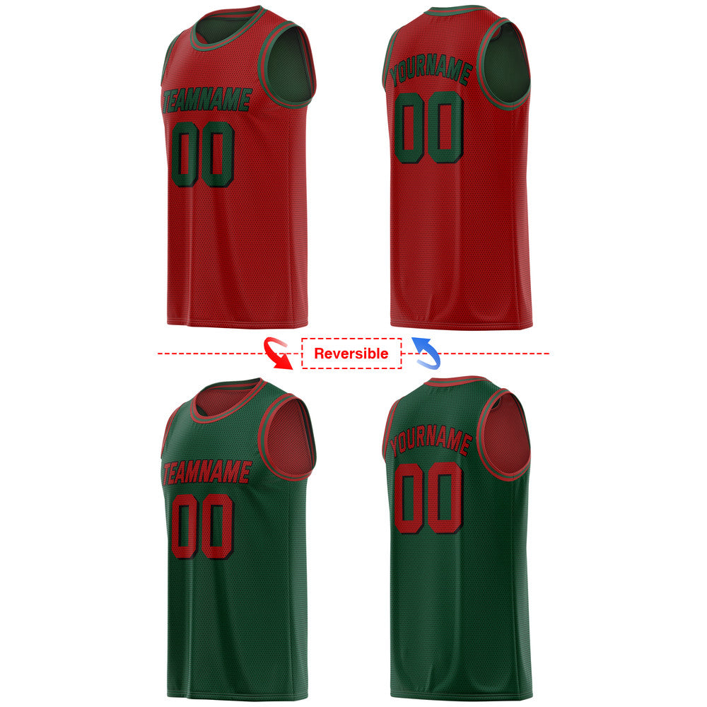 Vosoli Custom Retro Basketball Jersey - Breathable Mesh Team Uniform (Red/Green)
