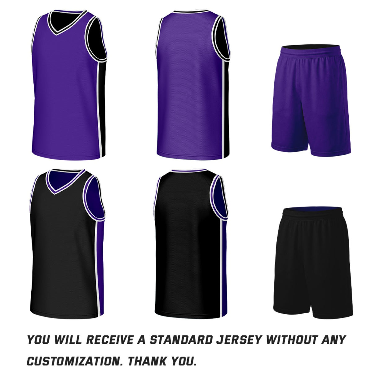 Custom Purple & Black Double Sided Basketball Uniform Set | Personalized Team Uniforms for Adult & Youth