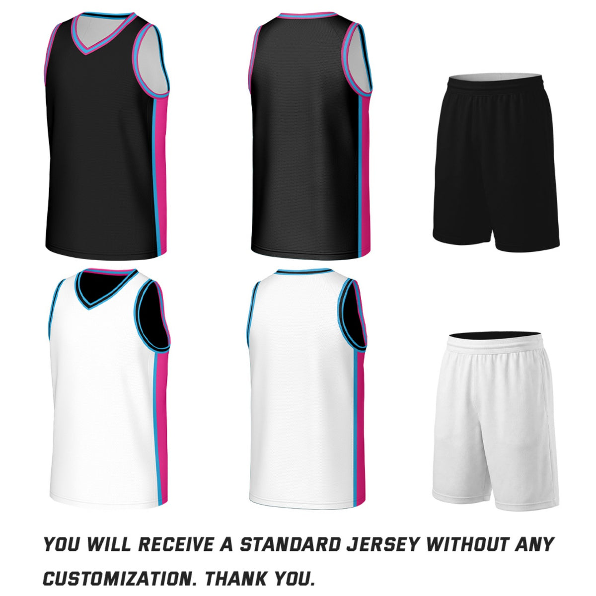 Custom Black & White Double Sided Basketball Uniform Set | Personalized Team Uniforms for Adult & Youth