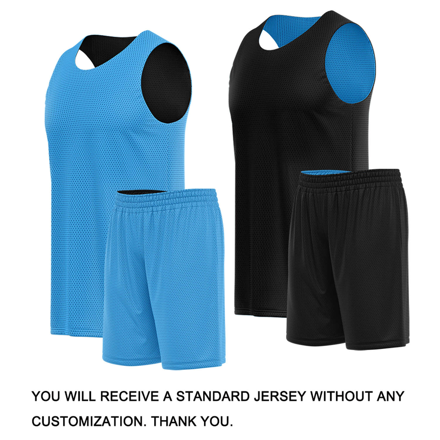 Custom Sky Blue & Black Double Sided Basketball Uniform Set | Breathable Mesh Tank Top and Shorts