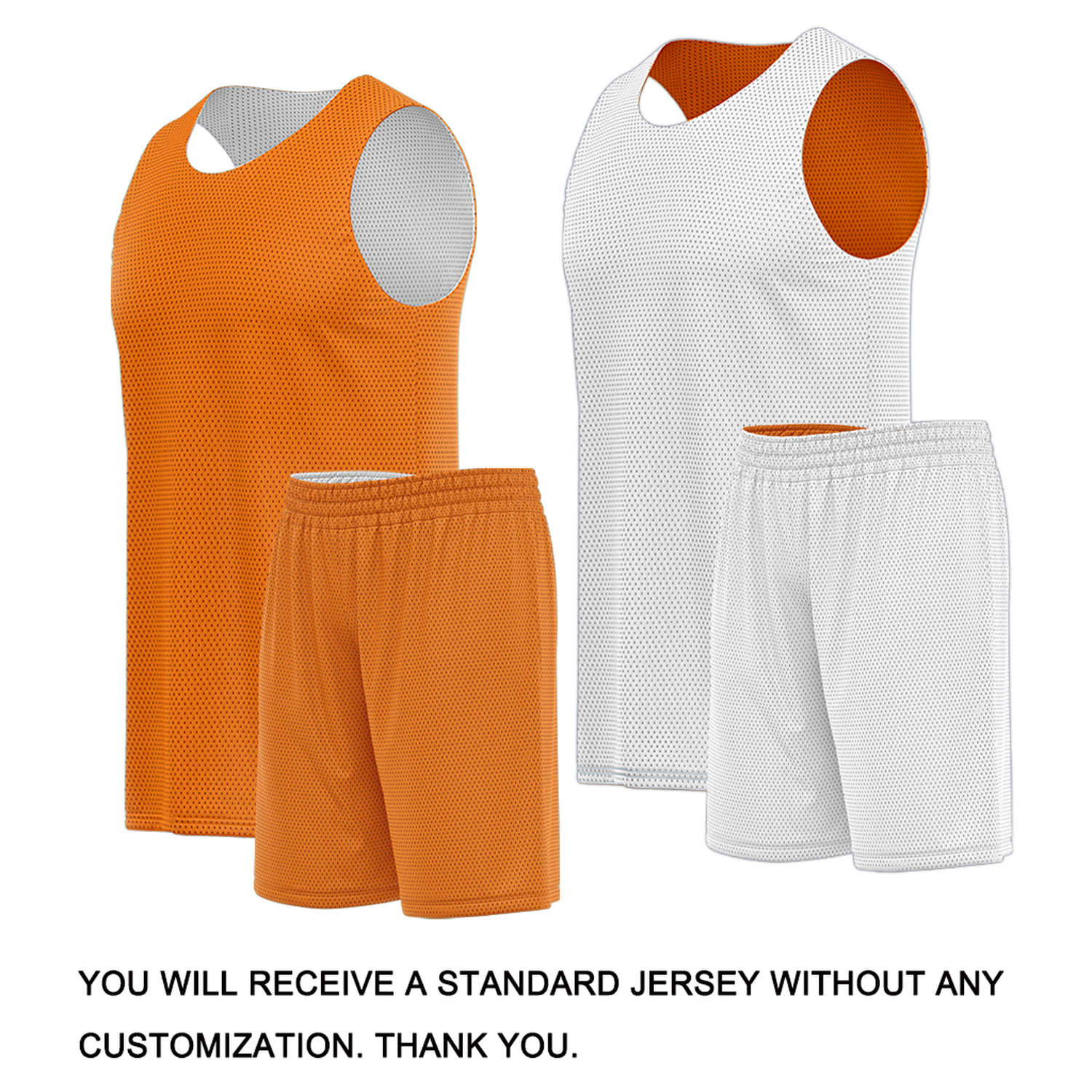 Custom Orange & White Reversible Basketball Uniform Set | Breathable Mesh Tank Top and Shorts
