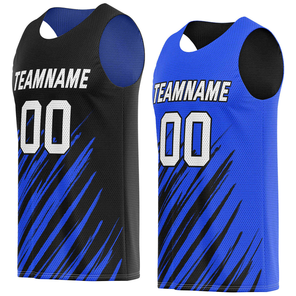 Custom Reversible Black Blue Stripe Basketball Jersey | Personalized Team Top - Vosoli