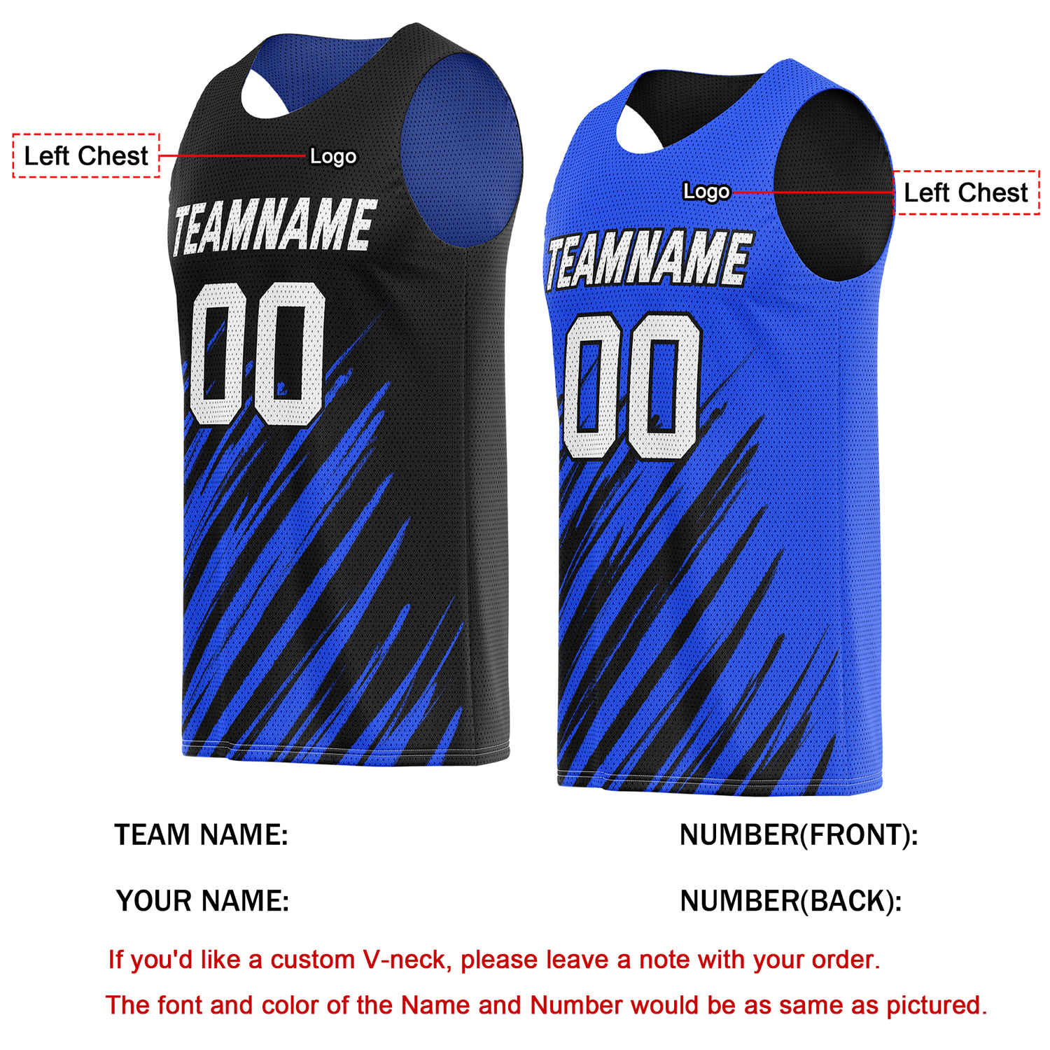 Custom Reversible Black Blue Stripe Basketball Jersey | Personalized Team Top - Vosoli