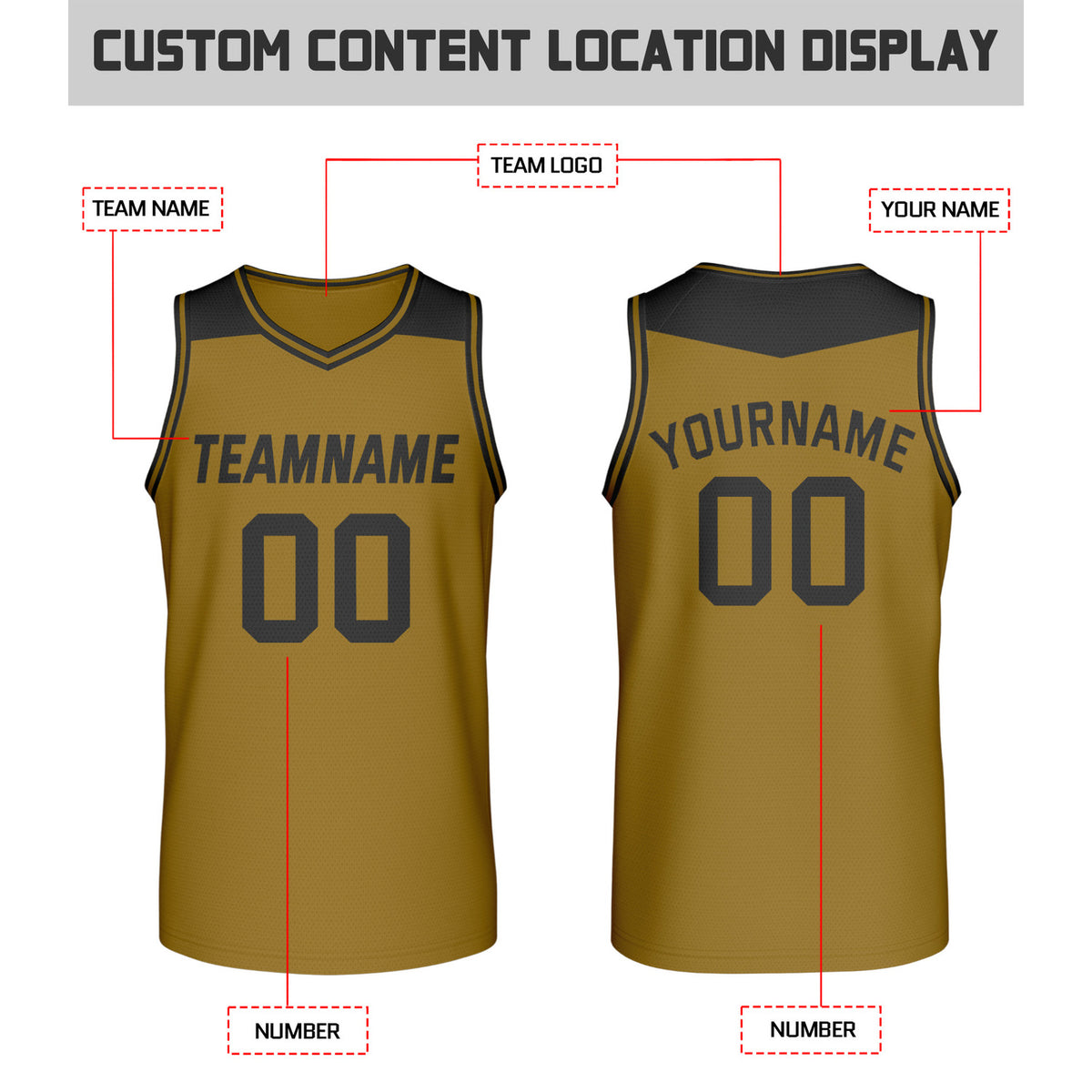 Custom Reversible Black & Bronze Mesh Basketball Jersey | Personalized Team Jersey | Vosoli