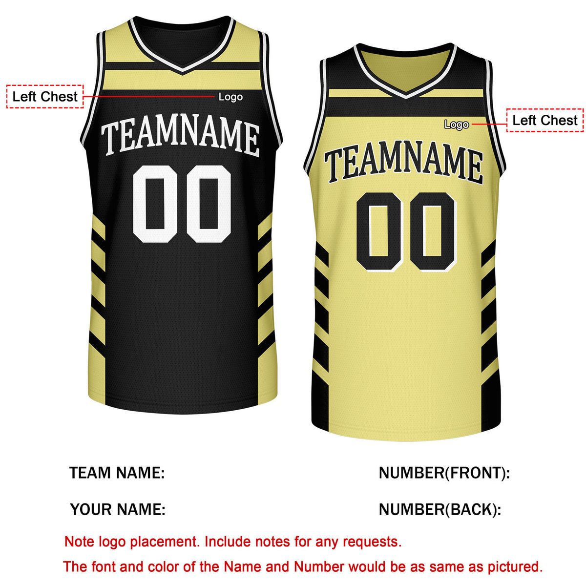 Custom Reversible Black Gold Basketball Jersey | Personalized Team Jersey | Vosoli