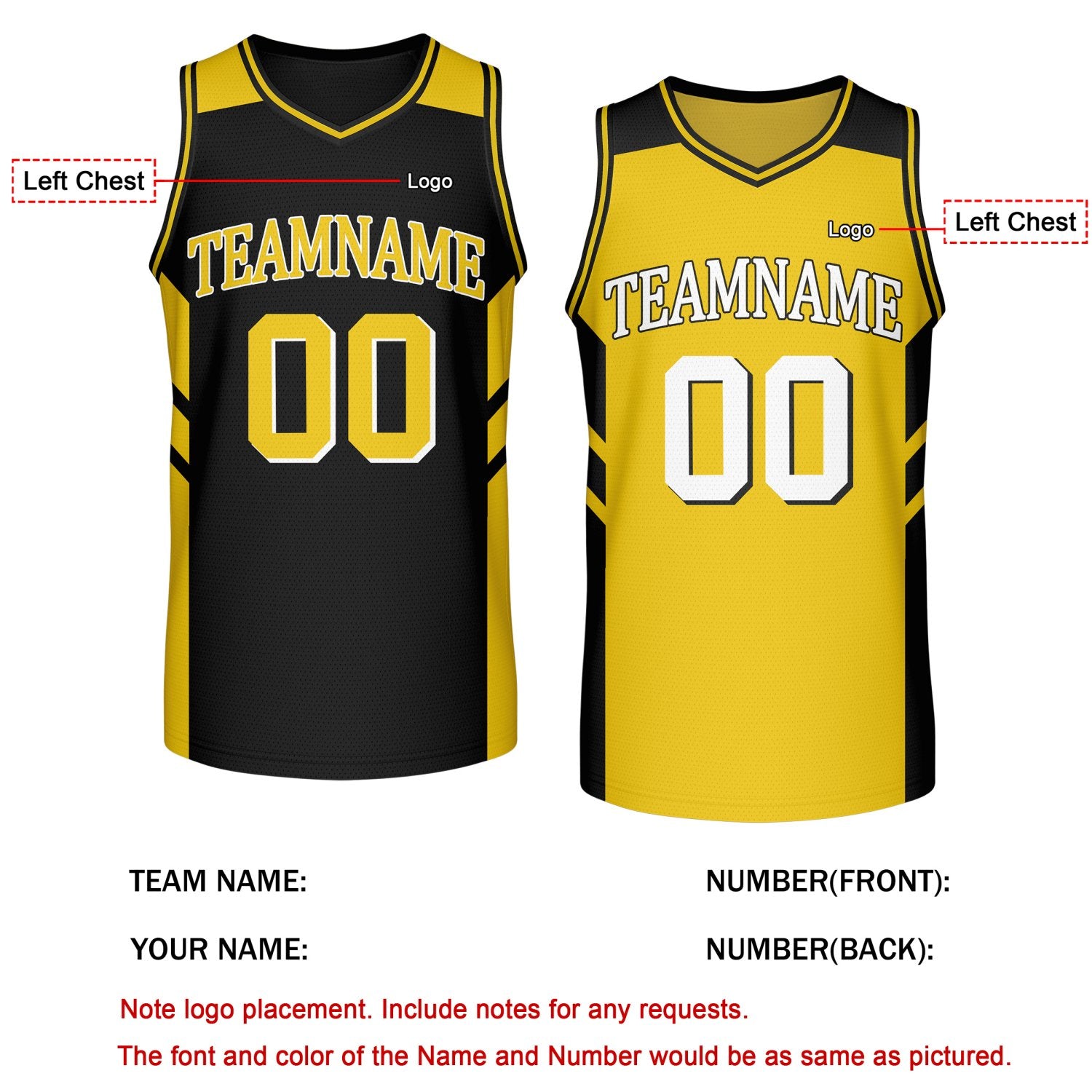 Custom Reversible Black Gold Basketball Jersey | Personalized Team Jersey | Vosoli