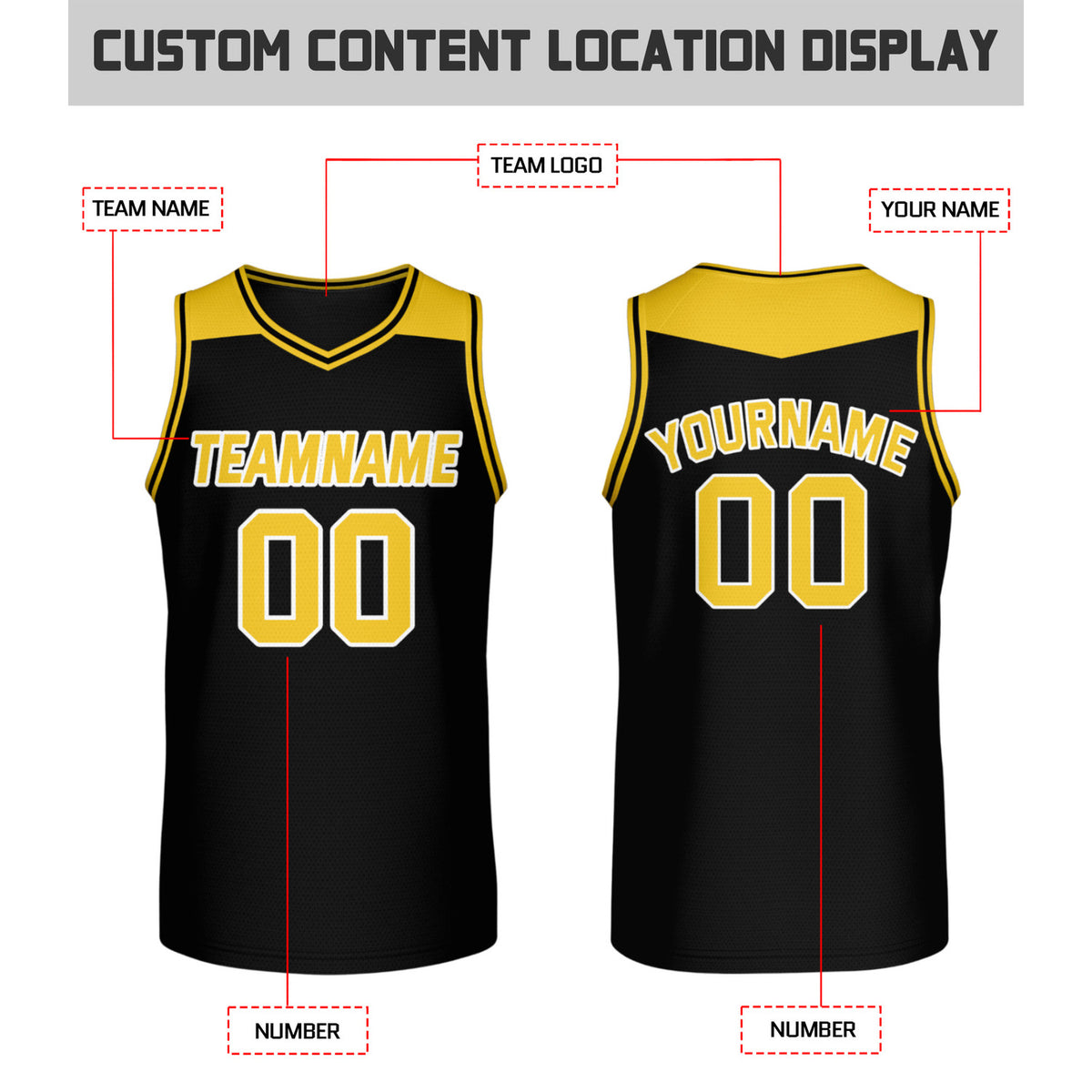 Custom Reversible Black & Gold Mesh Basketball Jersey | Personalized Team Jersey | Vosoli